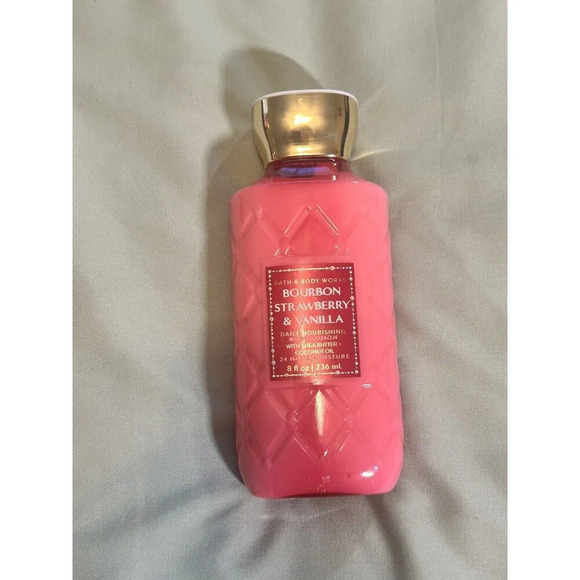 1 BATH BODY WORKS BOURBON STRAWBERRY VANILLA DAILY NOURISHING LOTION CREAM HAND - Picture 3 of 3